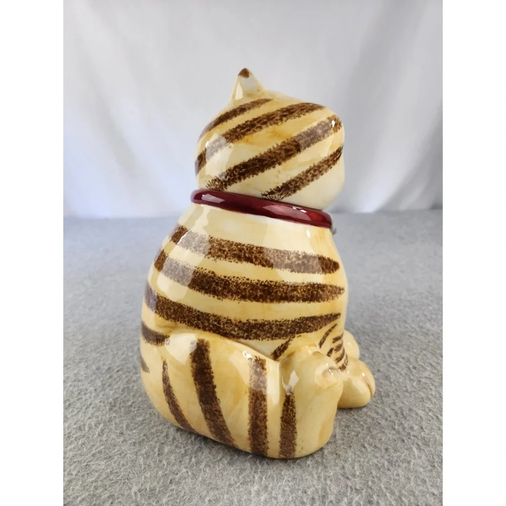 GKAO Scratching Cat Cookie Jar Tan Tabby Orange Smiling Kitten‎ Treat Holder
